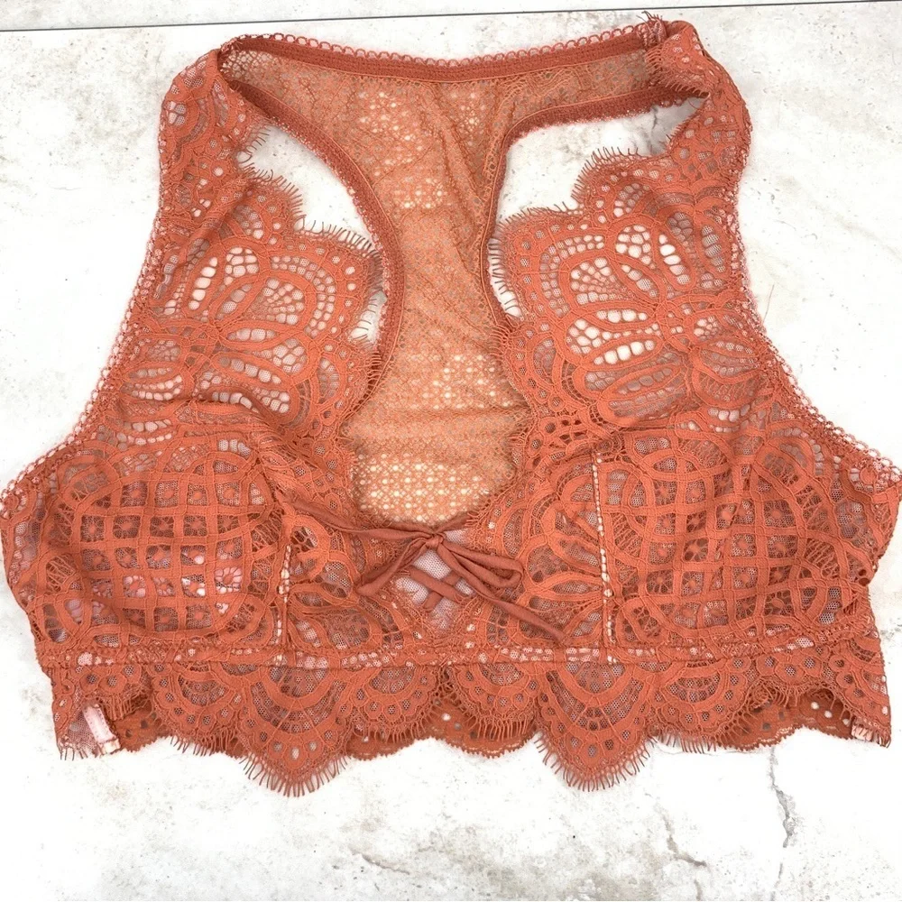 PINK Victoria Secret Women Medium Bralette Pull On Rustic Orange‎ Dream Angels
